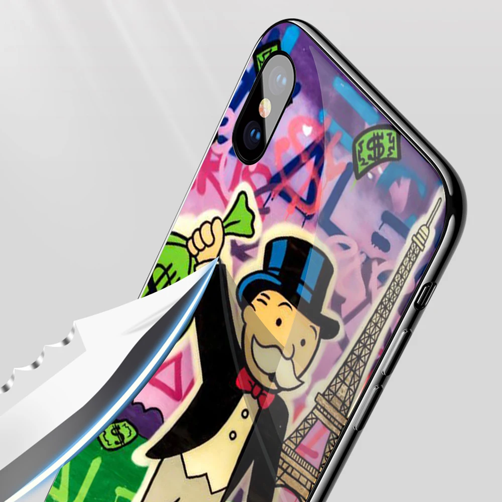 Чехол для iPhone 6 6S 7 8 Plus 5 5S SE XR X XS 11 Pro MAX из закаленного стекла и ТПУ с рисунком граффити