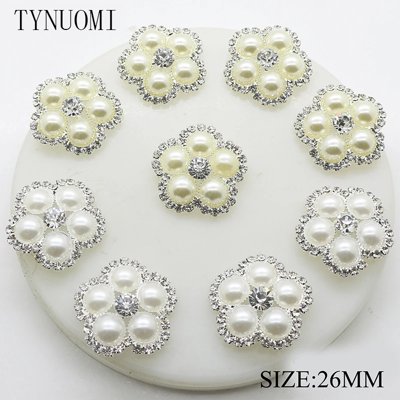 TYNUOMI Горячая 10 шт/lot26MM круглая пуговица с хрусталем и жемчужиной одежды Швейные