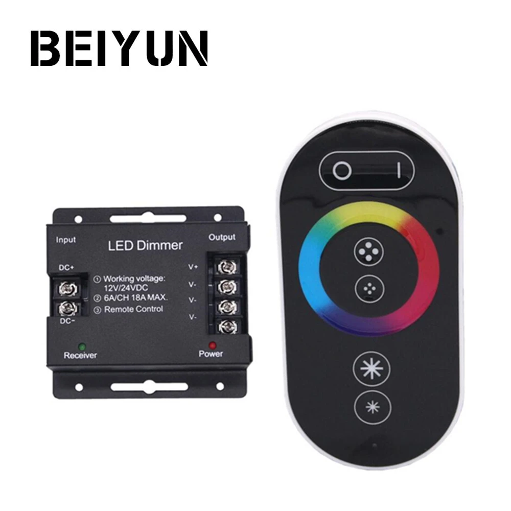 DC 12-24 V RGB светодиодный контроллер 6A/CH 3 канала RF 6 клавиш Черный сенсорный для SMD 5050
