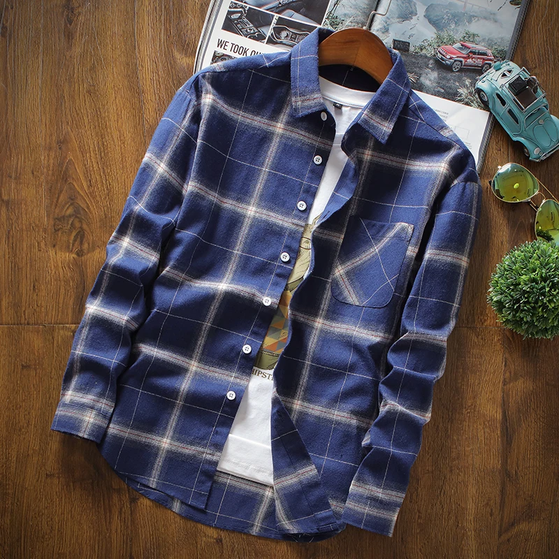 New Spring Men Shirts Fashion Casual Suit Long Sleeve Men's Shirt Cotton Slim Fit Dress Check Plaid for Male S-3XL | Мужская одежда
