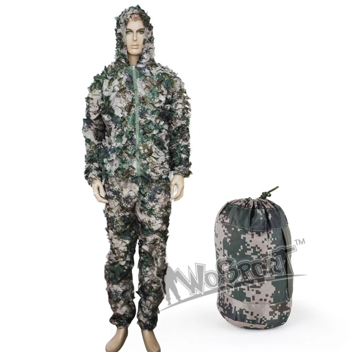 

free size tactical Bionic Ghillie Suits Yowie sniper leaf Camouflage Clothing Hunting clothes jacket and pants