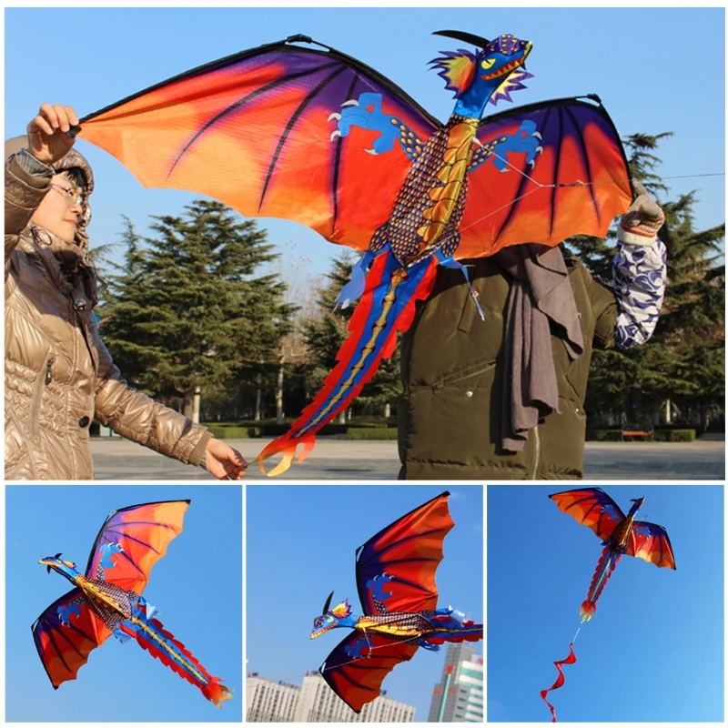 

HBB 1 шт. мультяшный 3D змей дракона с хвостом воздушные змеи для взрослых Летающий на открытом воздухе 100 м кайт линия детские развивающие спор...
