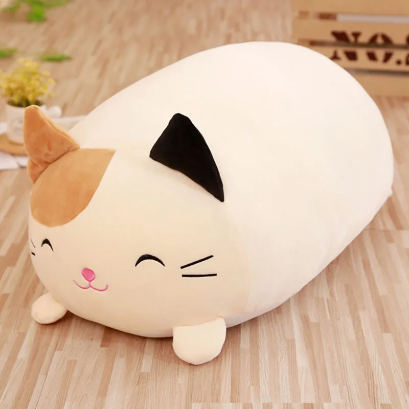Cat Цилиндрические животные плюшевые игрушки круглой формы жирная кукла кошка Пингвин лягушка, свинья собака лежа Спящая плюши подарок для детей - Цвет: Cat