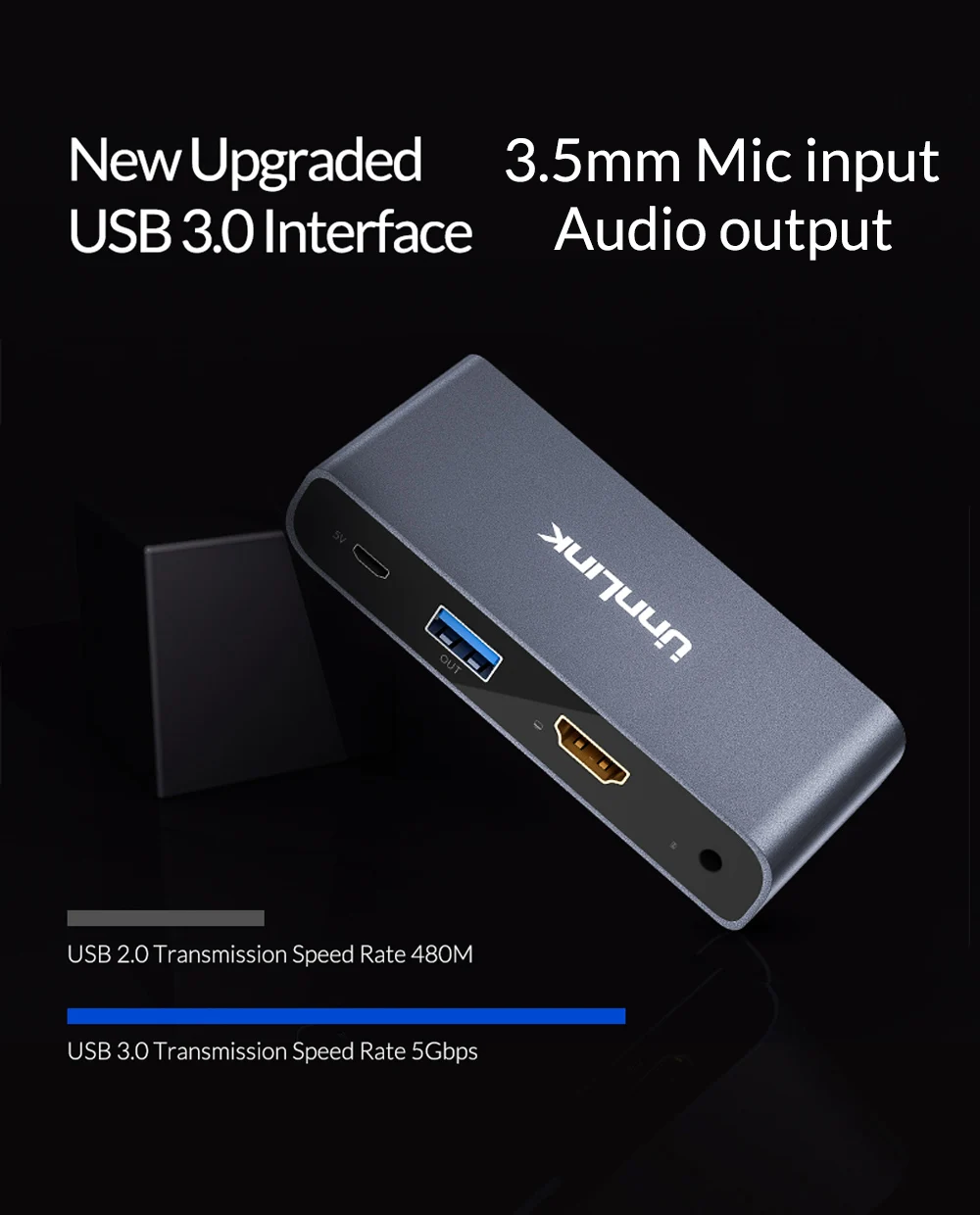 Unnlink USB3.0 игровая карта захвата видеозахвата FHD1080P@ 60 Гц Запись в реальном времени для PS3 PS4 xbox one 360 rend переключатель