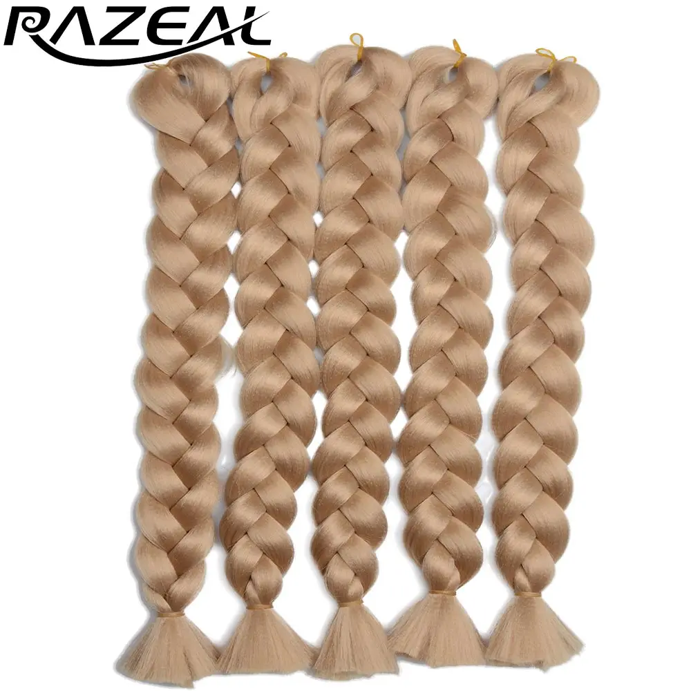 Razeal 36 дюймов 110 г Kanekalon Джамбо плетеные волосы синтетические вязаные крючком