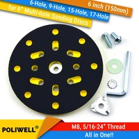 6 inch150mm multi hole all in one dust free m8 and 516 24 thread back up sanding pad festool sander grinder accessories