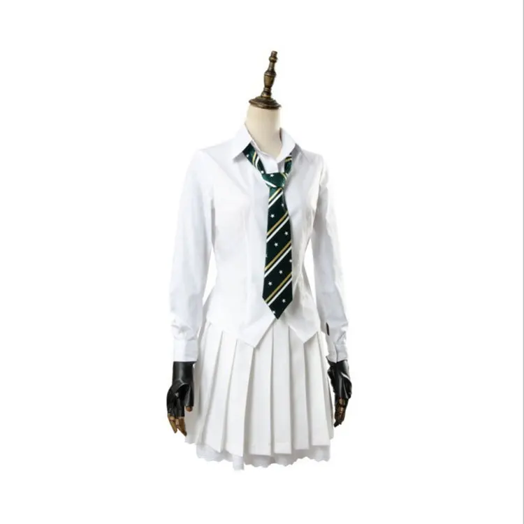 Костюм для косплея PUBG белая юбка рубашка с длинными рукавами и галстуком женская