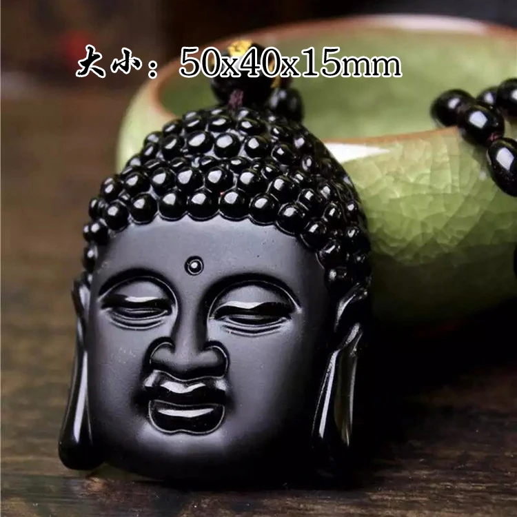Кулон в виде головы Будды черный камень Sakyamuni Аватар Maitreya ожерелье с головой