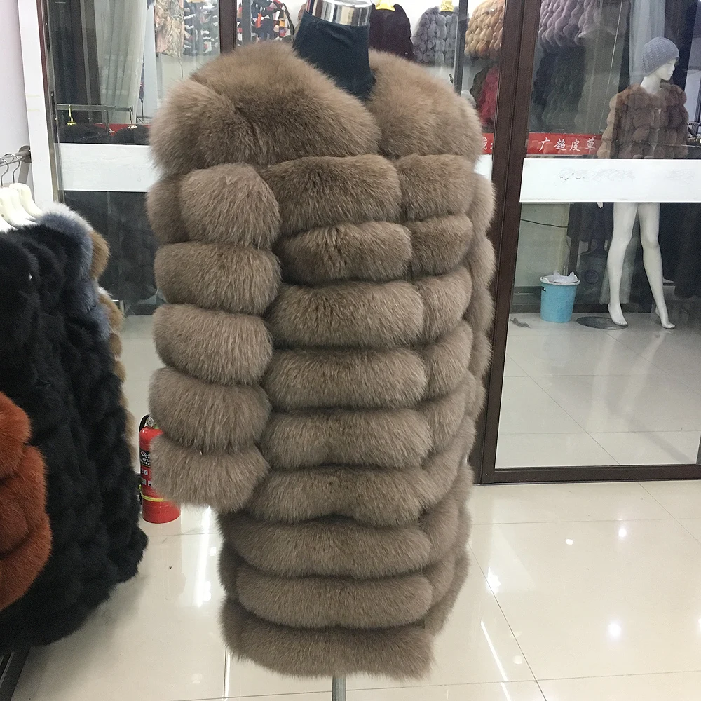 Зимние женские меха лисы пальто с мехом 100% натуральный мех длинное лисьим новая