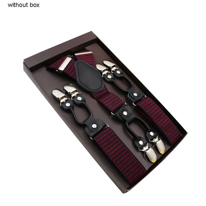 36 Black Real Leather 6 Clips Suspenders Braces Vintage Casual Suspensorio Tirante Trousers Strap Bretele Dad/Husband's Gift - Цвет: 36