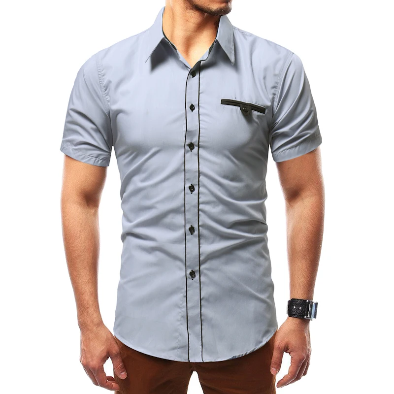 Unpadupe 2019 Мужская рубашка индивидуальное пороговое платье короткий рукав Slim Fit Camisa