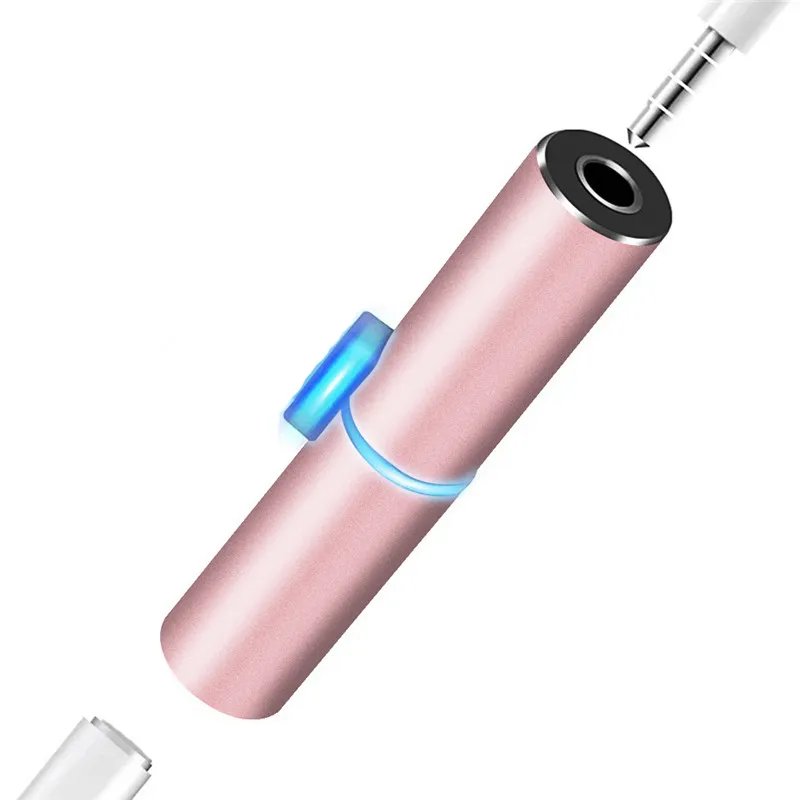 pink Для Lightning/3,5 мм разъем для наушников аудио Aux кабель адаптер для iPhone 11 Pro Max 7 8 X XR вспышка освещение сплиттер конвертер - Цвет: pink