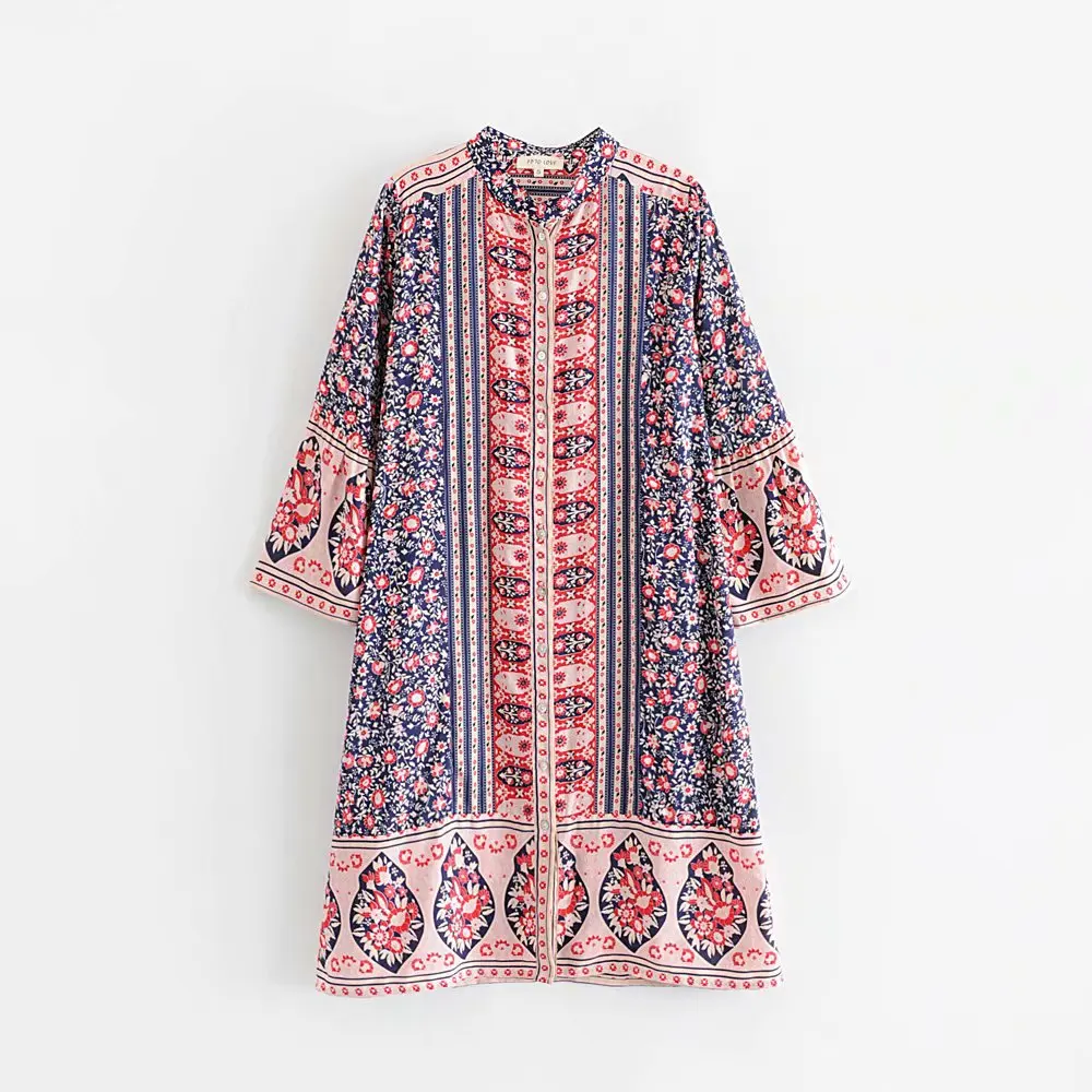 Женское пляжное кимоно в стиле бохо Длинная блузка с пуговицами спереди летний