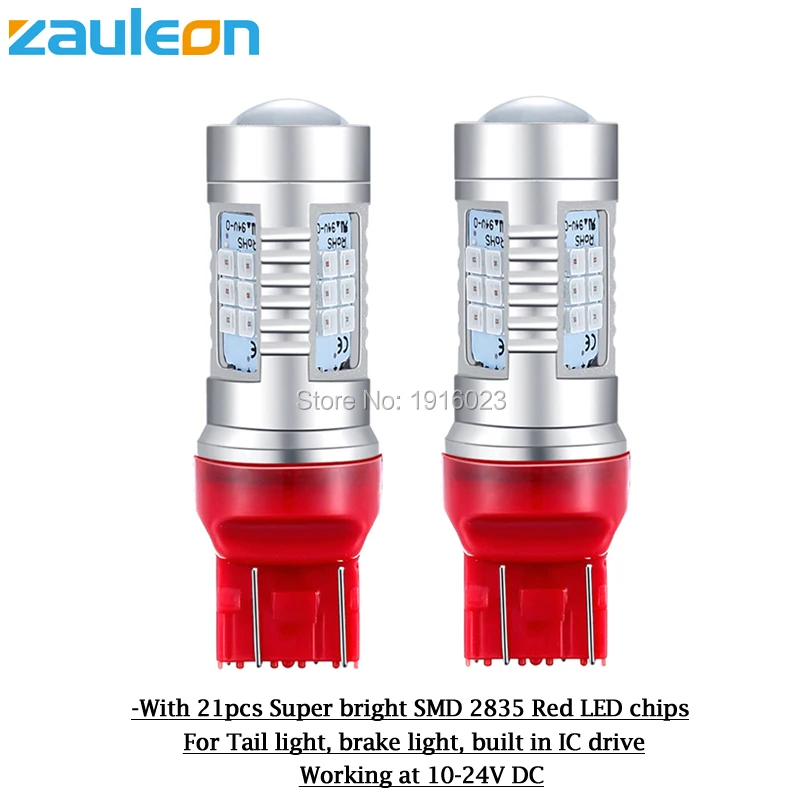 Zauleon 2 шт. T20 7443 W21/5 Вт Красный светодиодный задний стоп сигнал фонарь супер яркая