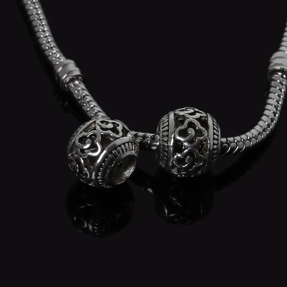 New Style 10pcs 10*11mm Silver Plated Hollow Circular Big Hole European Beads Charm Fit Bracelet DIY Handmade Jewelry | Украшения и