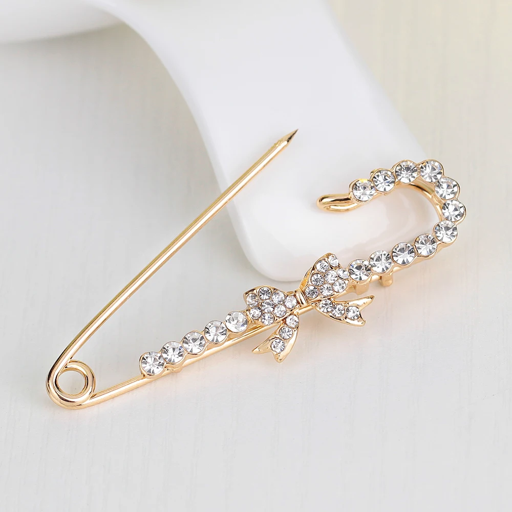 Классический белый кристалл лук мусульманский шарф хиджаб Шпильки Модные