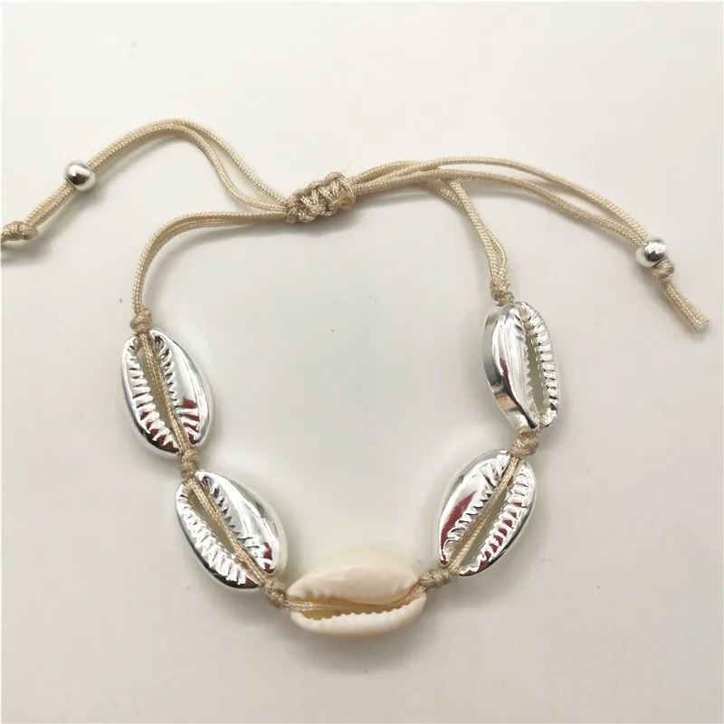 Женское колье чокер в виде раковины Cowrie роскошные золотистые/Серебристые бусы