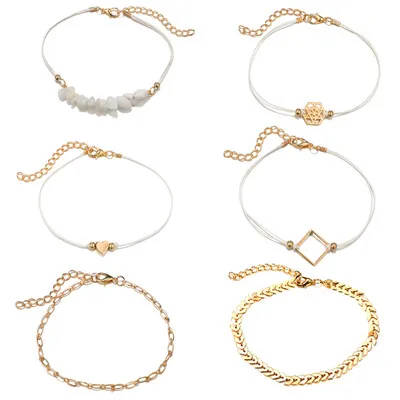 Docona Boho стрела золотого цвета сердце розовый камень браслеты с подвесками набор для женщин Девушка Beadeds Многослойные ювелирные изделия с бриллиантами 6792 - Окраска металла: gold