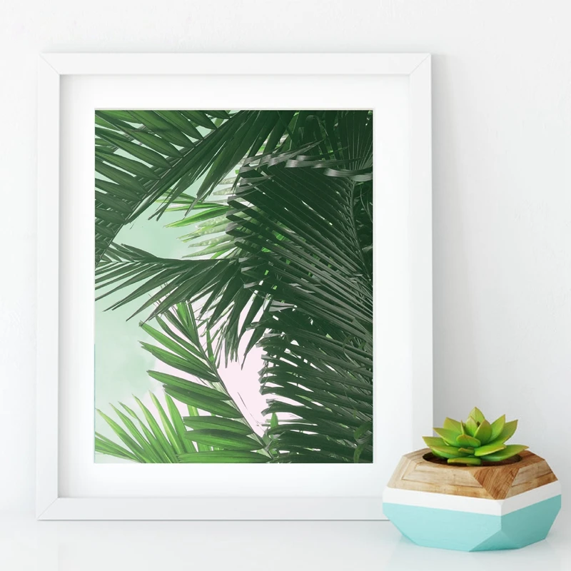 

Large Size Palm Leaves Canvas Painting Wall Picture Home Living Room Wall Art Decor , Green Tropical Leaf Canvas Print Poster