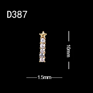 D387 10 шт./лот,, амулеты, Длинные полосы, стразы, для украшения ногтей, 3D, квадратная форма C, сплав, драгоценные камни для ногтей - Цвет: D387