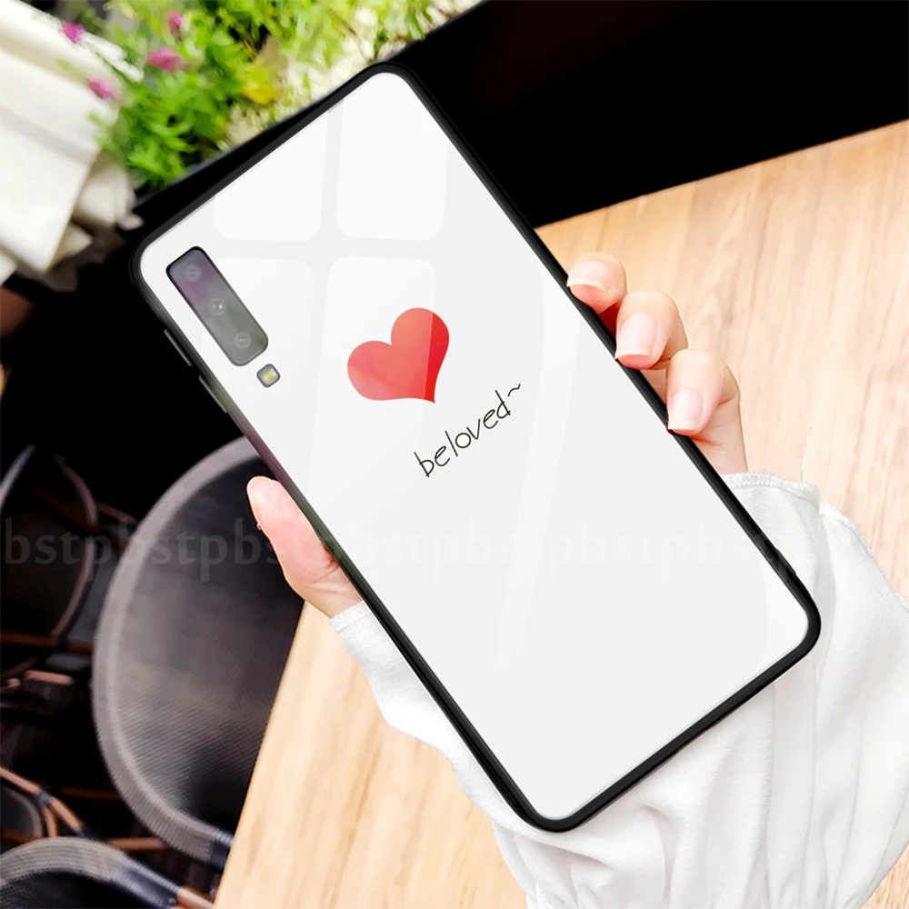 С узором из сердечек костюм закаленное Стекло чехол для samsung Galaxy A70 A50 A30 A20 A10 M20 S9 S8 S10 плюс A7 Note 8 9 S10e A50 крышка