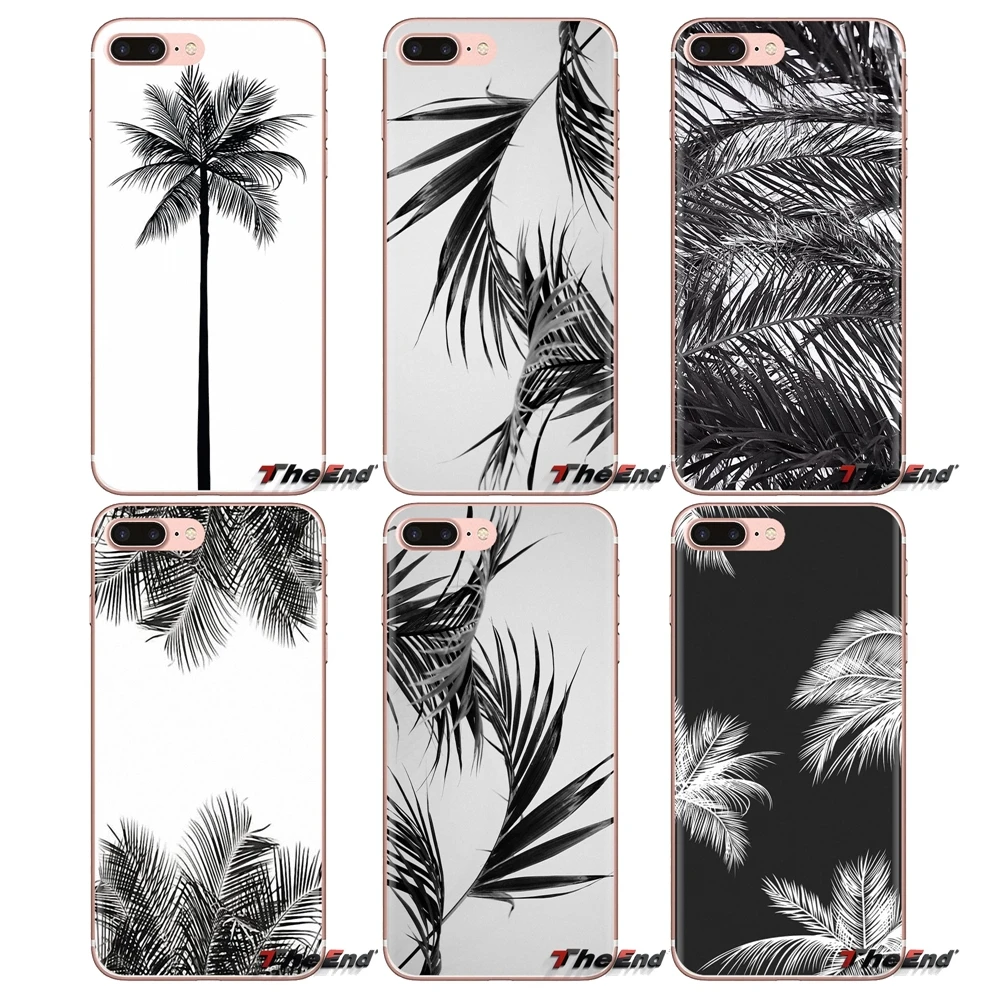 For Huawei G7 G8 P7 P8 P9 P10 P20 P30 Lite Mini Pro P Smart Plus 2017 2018 2019 Black white palm leaves trees Soft TPU Case |
