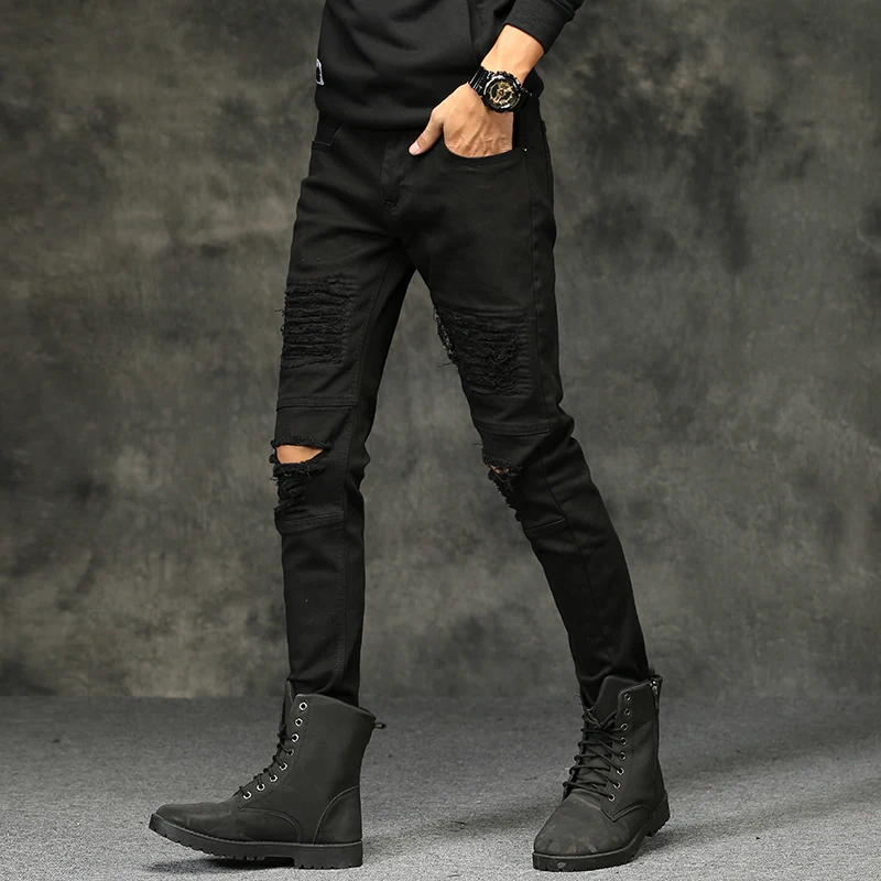 Новинка Весна 2019 мужские джинсы черные белые классические модные джинсовые