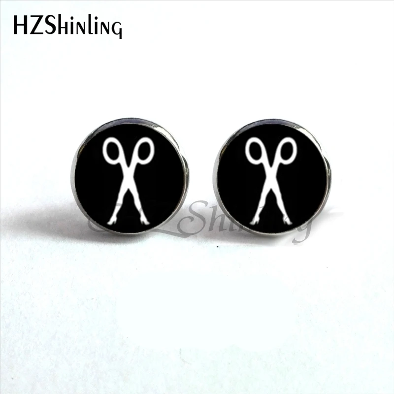 NES 00109 винтажные ножницы серьги гвоздики украшения художественные фото