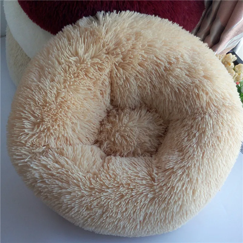 Роскошная кровать для собак KEK, зимняя кровать для домашних животных с пончиком для глубокого сна, для маленьких и средних собак, кошек, диван, мягкая и удобная, домик для собак, круглая, моющаяся