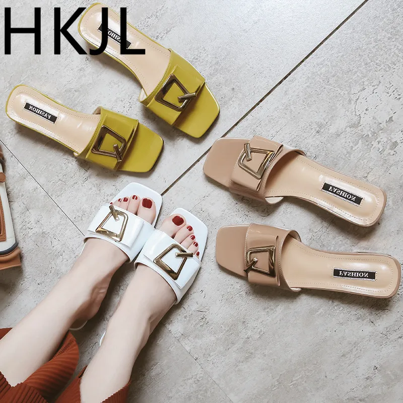 HKJL носить новые корейские Металлические пряжки Ленивец с полу-drag толстый с профессиональной универсальной работы обувь A852