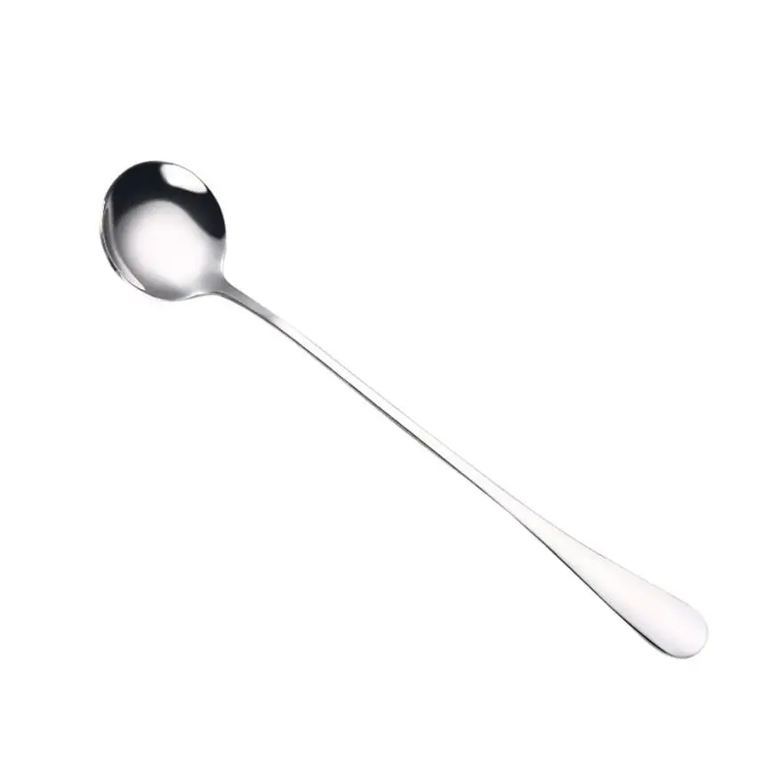 Silver Новинка, горячая новинка, 1 шт., 18,8*3,5 см, цветная ложка, ложка с длинной ручкой, столовые приборы, инструменты для кофе, питья, кухонный гаджет, ложка, Новинка - Цвет: Silver