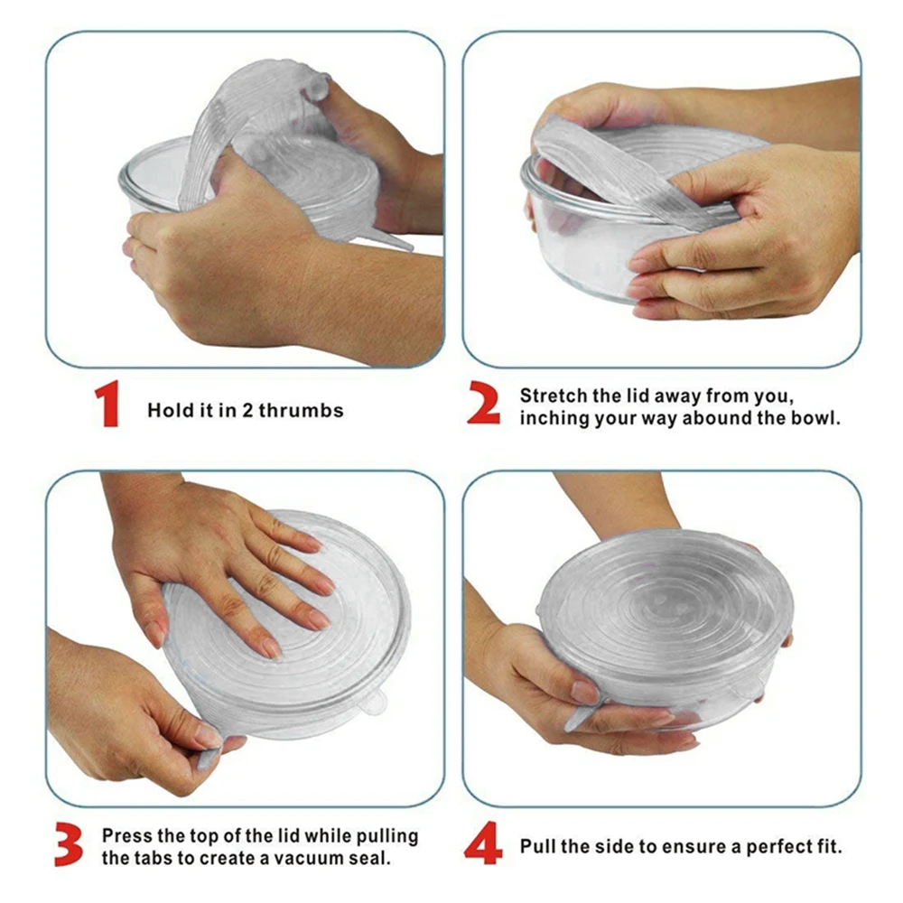 Силиконовые крышки для фруктов и овощей многоразовые Эластичные сохраняющие