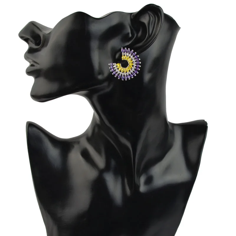 Новый дизайн роскошные серьги с кубическим цирконием разных цветов со шпилькой