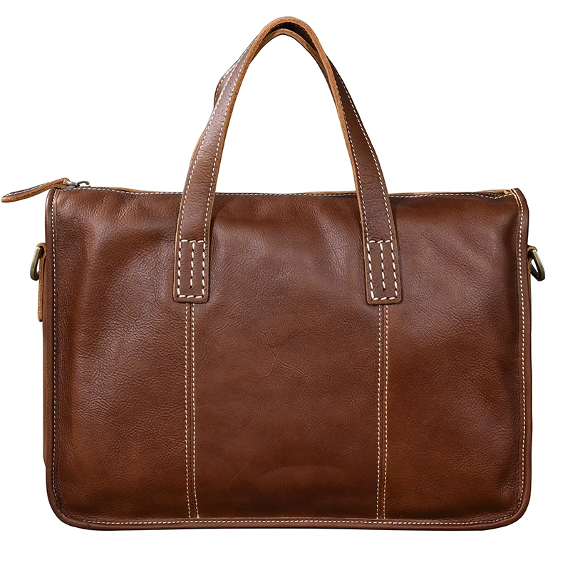 Men's Handbags Retro Handmade Genuine Leather Briefcase Crossbody Shoulder Bag Men Laptop Messenger Bags First Layer |