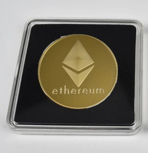 gold ethereum Позолоченная монета Биткоин бит Litecoin пульсация поминовение металлическая монета прозрачная акриловая упаковочная монета - Color: gold ethereum