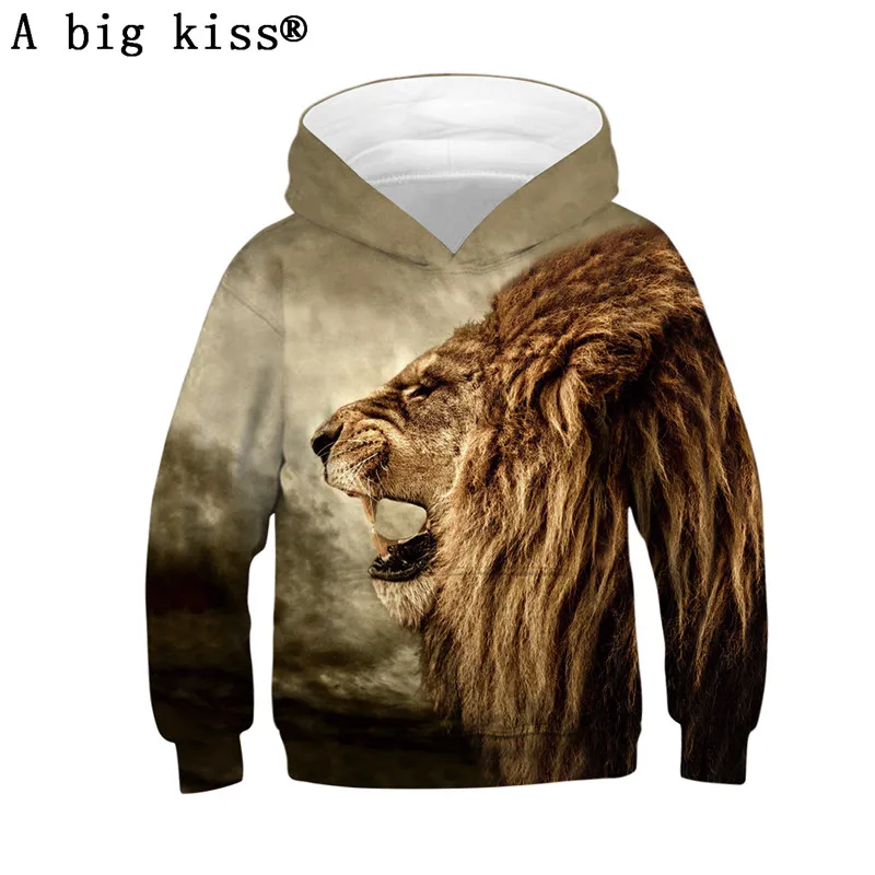 Explosion lion head digital print children's sweater Europe and America large size sweatshirt boys 3D sweatshirts |