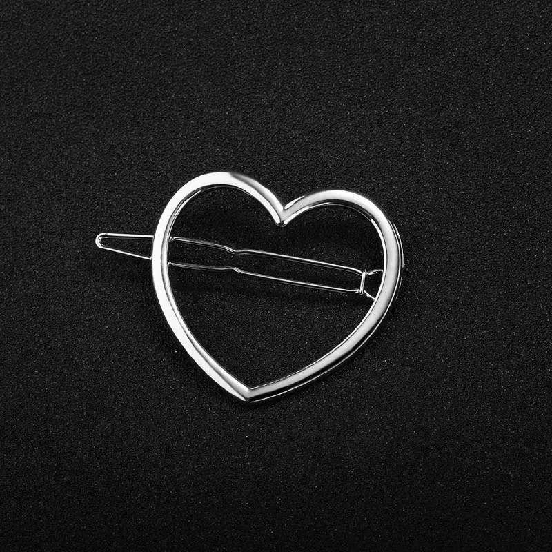 Heart Silver Новые Модные металлические заколки для волос для женщин и девочек, заколки для волос в виде звезды и сердца, ювелирные украшения для волос, металлические круглые заколки для волос - Цвет: Heart Silver