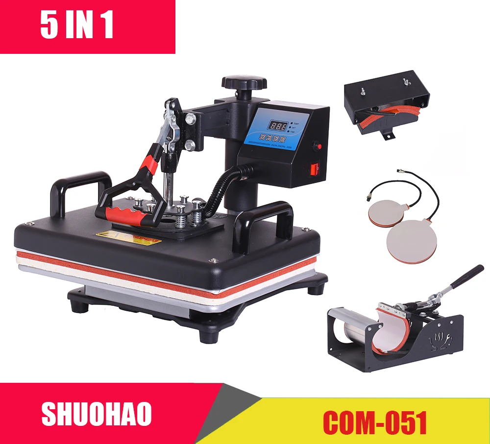 Cheap 30*38CM 5 in 1 Combo Heat Press Printer Sublimation Machine Heat Press Machine for T-shirts Plates/Cap/Mug/Phone Covers et