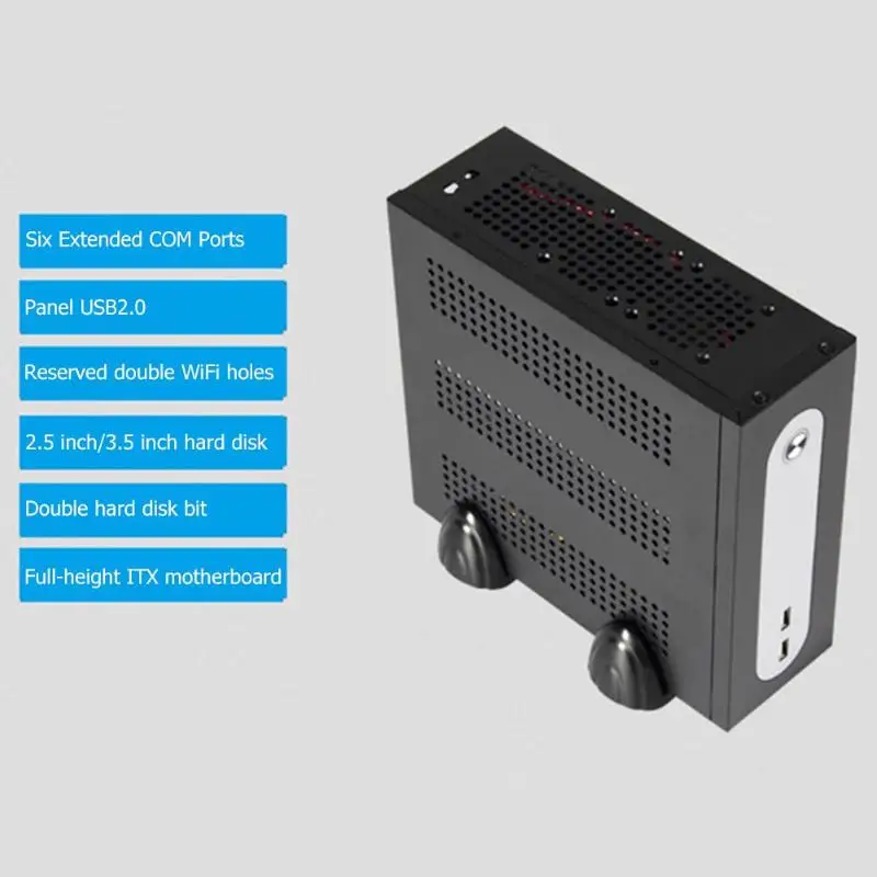 Mini ITX сервер башня 6xCOM порт встроенный SGCC компьютерный чехол ПК корпус для универсальной материнской платы 170*170 мм