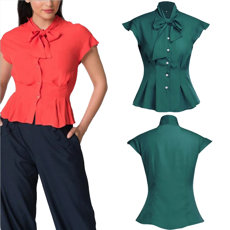 2019 модные женские топы элегантные блузки с бантом шифоновая Повседневная