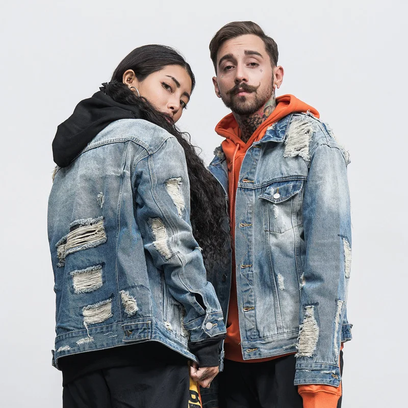 Новинка 2017 года Для мужчин Повседневное деним пара куртка Street Wear мода осень