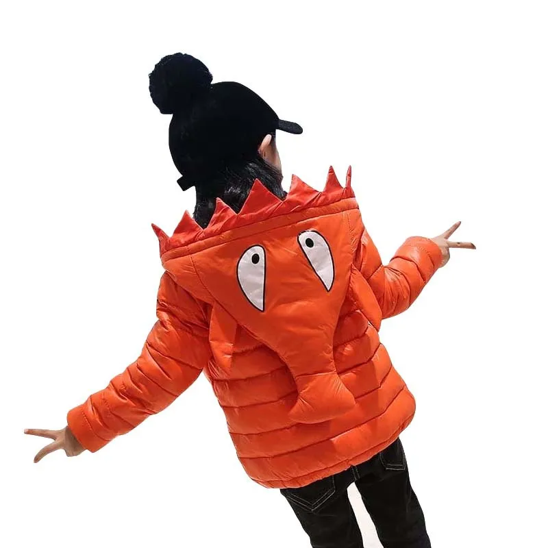 Модные детские зимние парки верхняя одежда с рисунком монстра для мальчиков и