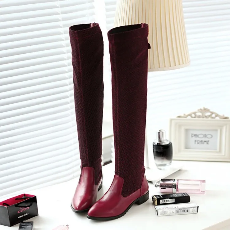 Г. Botas Mujer, большой размер 34-43, фирменный дизайн, Лоскутные цвета, ботфорты выше колена на толстой подошве, на платформе, тонкие длинные, зима-осень, A98