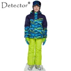 Зимний лыжный костюм для сноуборда Detector, утепленная одежда для мальчиков, уличный комплект, куртка и штаны, зимний костюм-двойка, подходит для-20-30 градусов