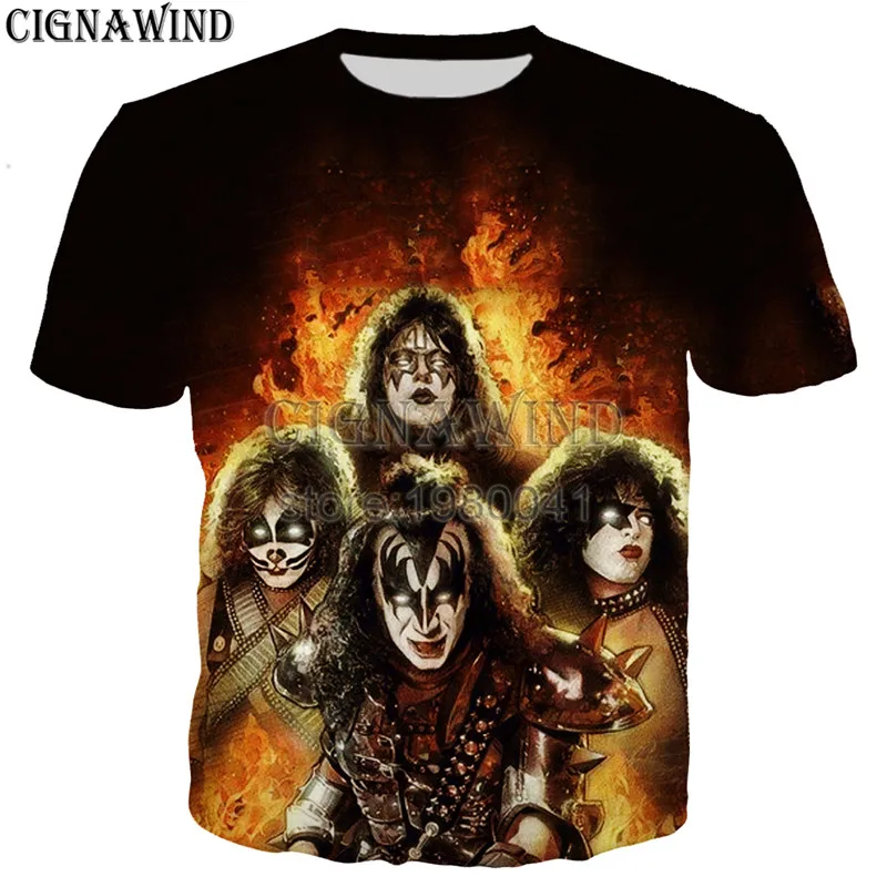 New Anime Harajuku streetwear tops KISS Hard Rock Pop Metal 3D Printed t shirt men women t-shirts summer casual funny shirts | Мужская