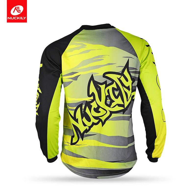NUCKILY Summer MTB Jersey Long Sleeve V-neck Road Bike For Men | Спорт и развлечения
