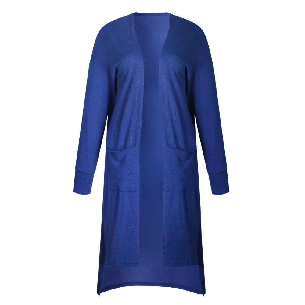 Женский трикотажный Тренч tilapia однотонный с карманами и длинным рукавом