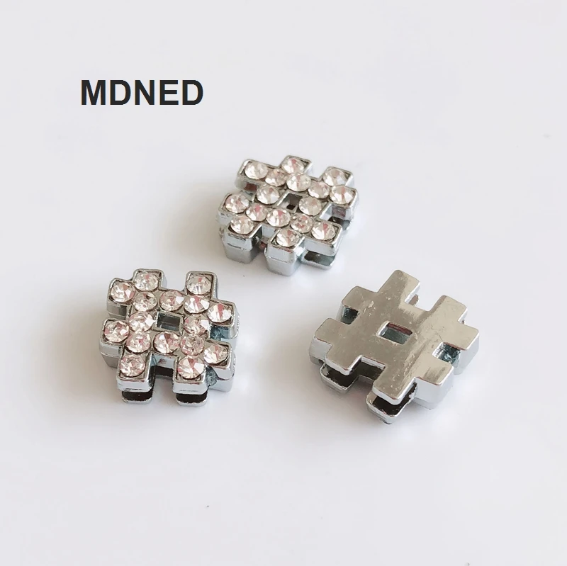 10pcs DIY accessory Rhinestone 8mm #Note Slide Charms 8MM Collar Wristband | Украшения и аксессуары