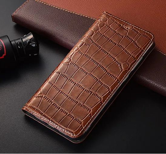 Coffee Чехол-книжка из натуральной кожи с узором «крокодиловая кожа» для samsung Galaxy A40 A90 A80 A70 A60 A50 A30 A20 A10 - Цвет: Coffee