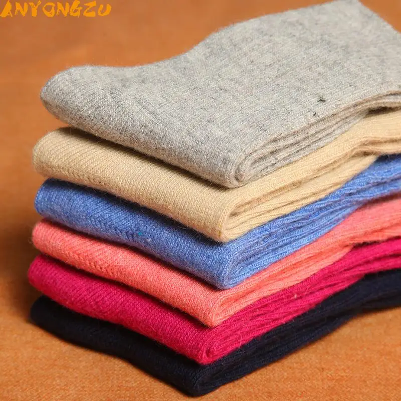 Anyongzu 12PAIR/LOT Infant Wool Socks Thickening Warm Pure Color 0-5T Children Autumn And Winter Girl Boys | Мать и ребенок